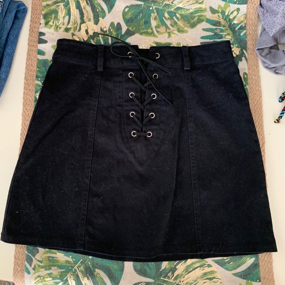Black faux suede corset waist
